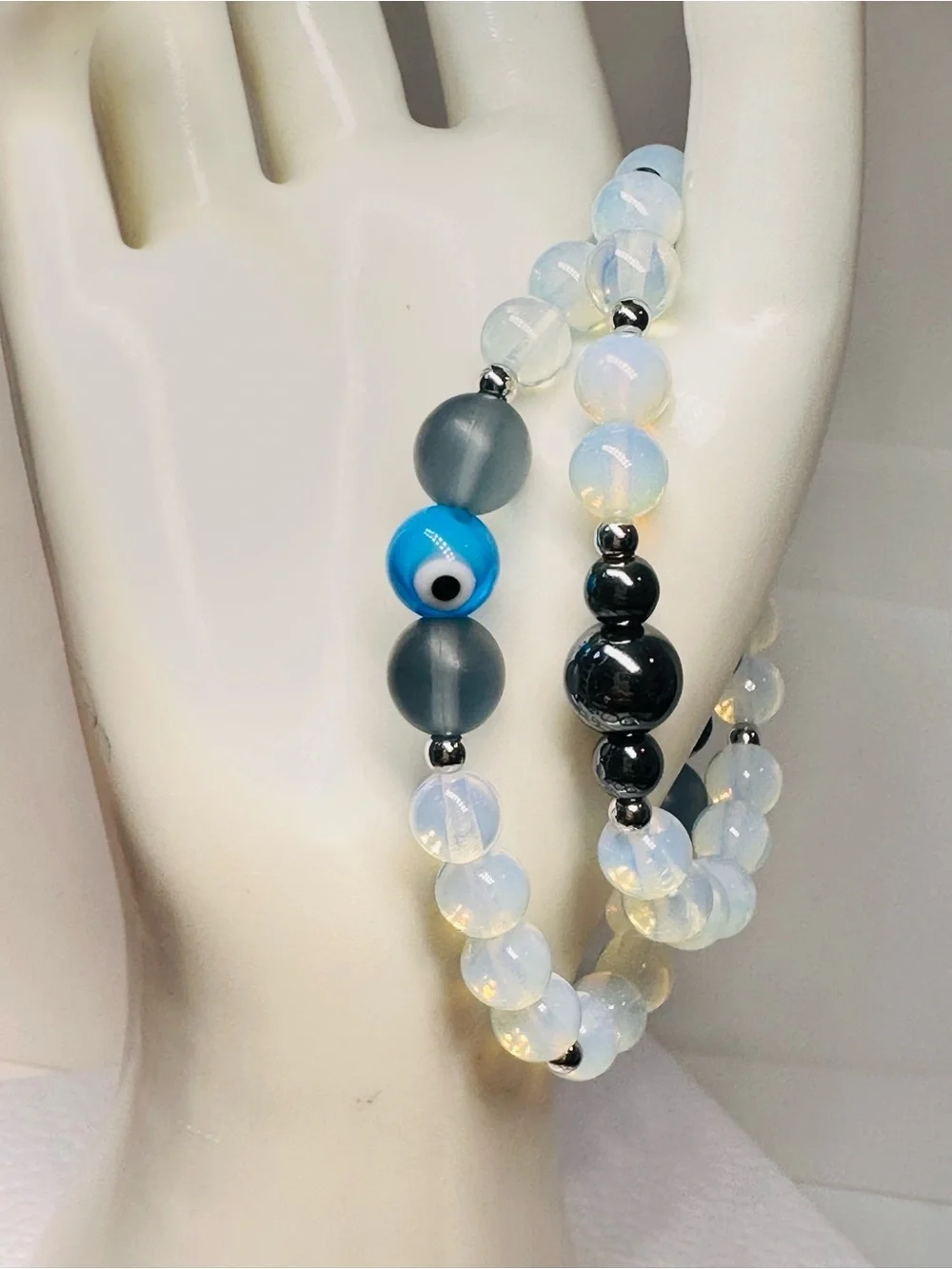 Two Opalite & Hematite beads Bracelets
